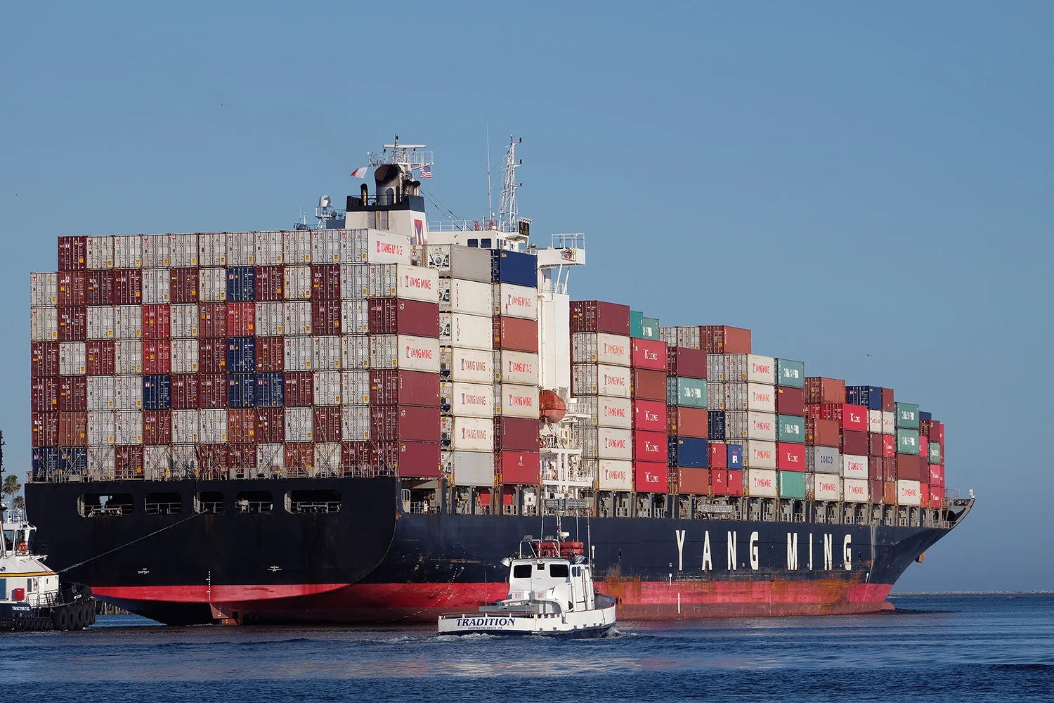 Container ships for sea transportation